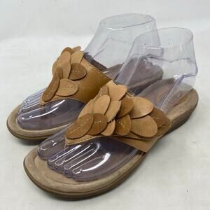 Clarks Artisan Brown Flip Flop Fringe Leather Womens Shoes Size 5.5